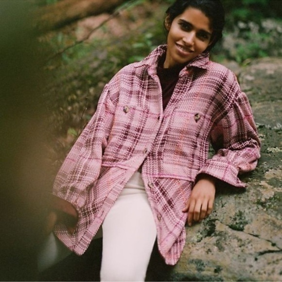 ANTHROPOLOGIE Hudson Plaid Shirt Jacket Shacket Spring - Picture 5 of 13